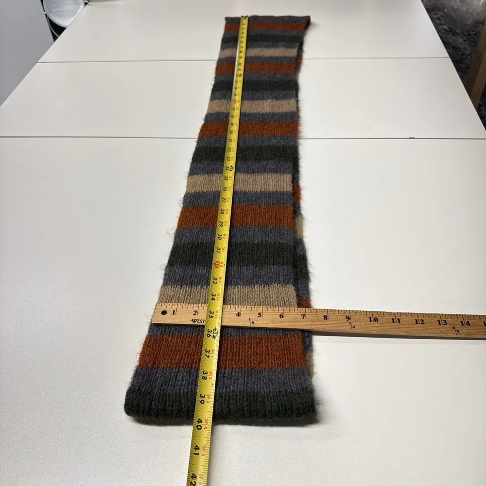 Wooden Ships Infinity Scarf Mohair Wool Blend Earth-toned Palette Striped Boho